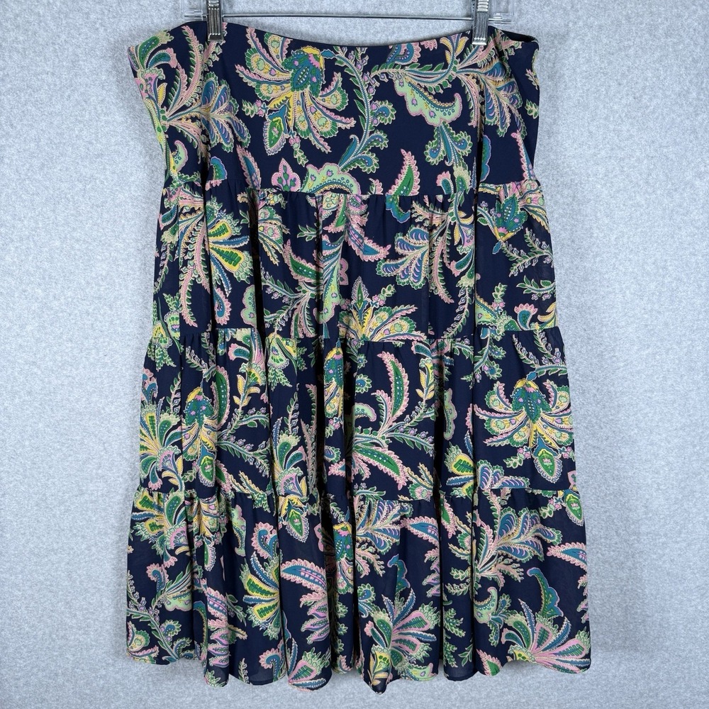 Chaps Ralph Lauren Midi Skirt Womens XL Floral Lined‎ Pull On